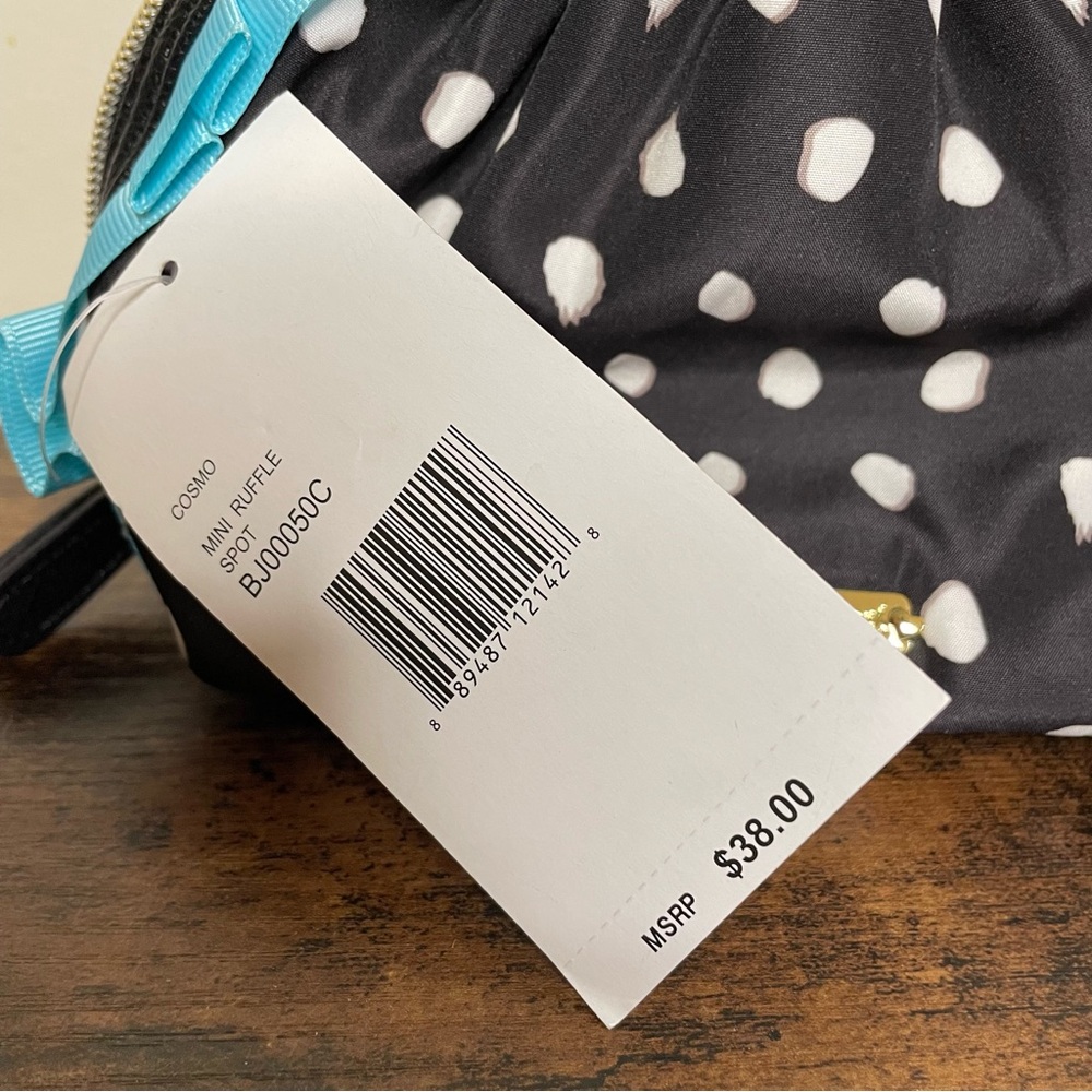 Betsey Johnson Black and White Polka Dot Bag with Blue Accents - Picture 3 of 5